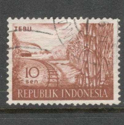 Indonesia 1960 10 Sen Reddish Brown Agricultural Products Stamp - Perf: 12.0x12.5