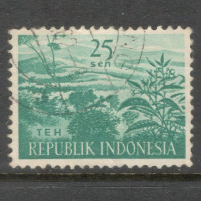 Indonesia 1960 25 Sen Multicoloured Agricultural Products Stamp - Perf: 12.0x12.5