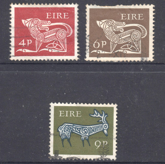 Ireland Eire 1968 - 1969 Old Irish Animal Symbols Stamp Group of 3 - Perfin:15