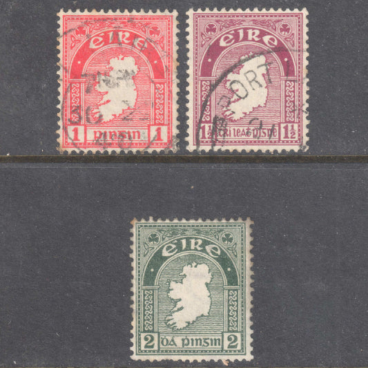 Ireland Eire 1922 -1923 New Daily Stamp Set of 3 - Perfin:15x14