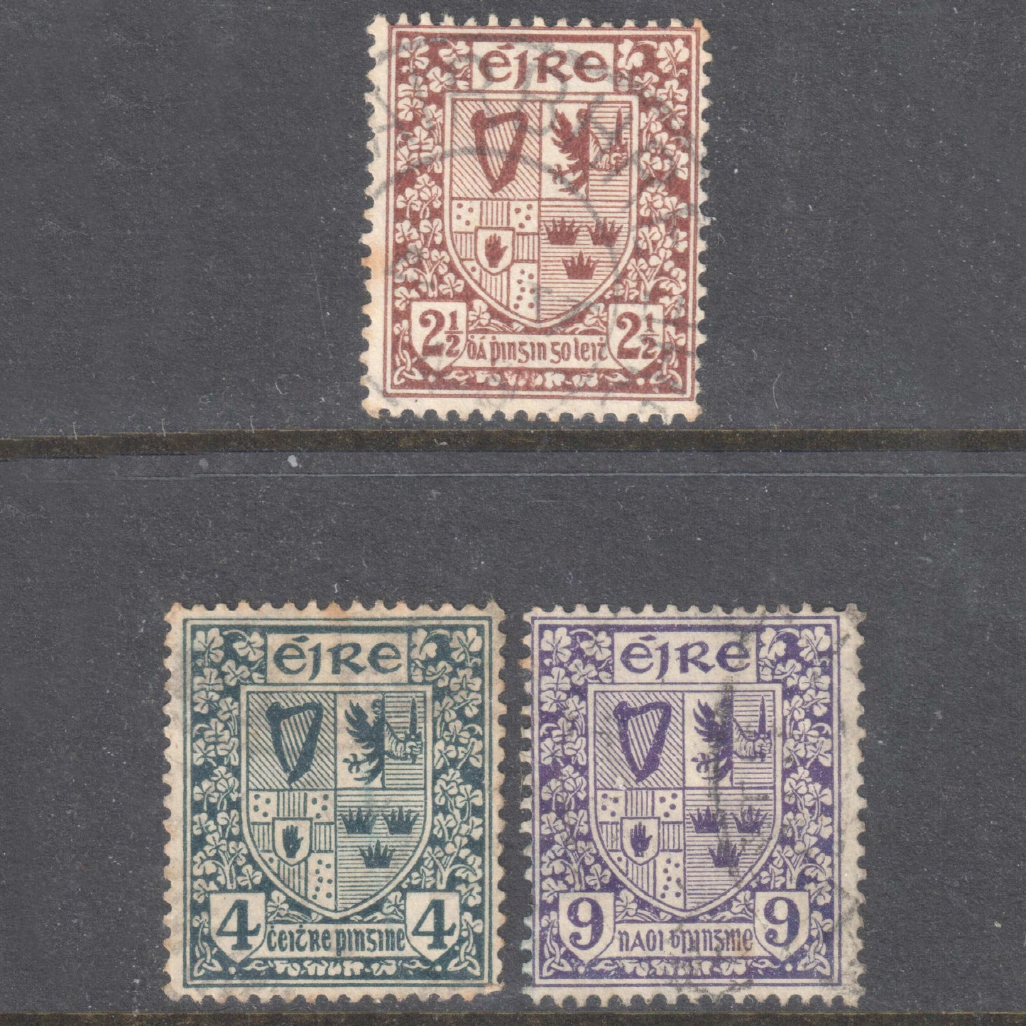 Ireland Eire 1922 -1923 New Daily Stamp Set of 3 - Perfin:15x14