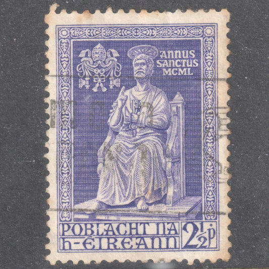 Ireland Eire 1950 2 1/2 Pingin Purple The Holy Year Stamp - Perfin:13