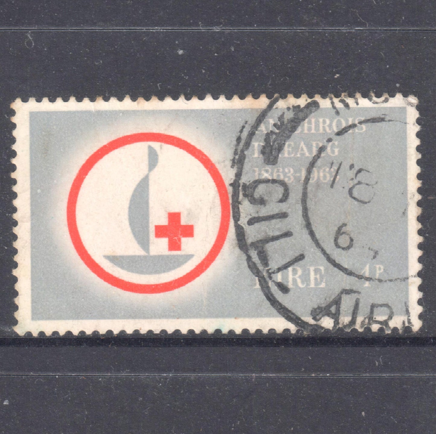 Ireland 1963 4 Pence Multicoloured 100th Anniversary of The Red Cross Stamp - Perfin:15x14