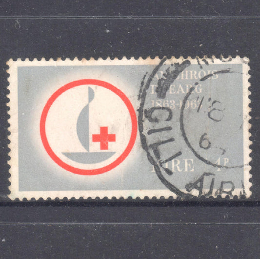 Ireland 1963 4 Pence Multicoloured 100th Anniversary of The Red Cross Stamp - Perfin:15x14