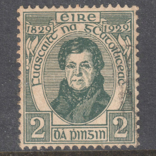 Ireland Eire 1929 2 Pingin Green O'Connell Stamp - Perfin:15x14