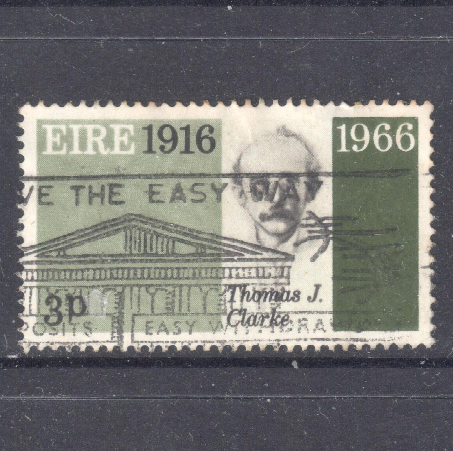 Ireland Eire 1966 3 Pence Multicoloured 50th Anniversary of The Easter Rebellion (Thomas J Clarke) Stamp - Perfin:15