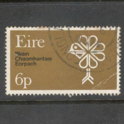 Ireland Eire 1970 6p Brown / Black European Year of Nature Stamp - Perfin: 15.0