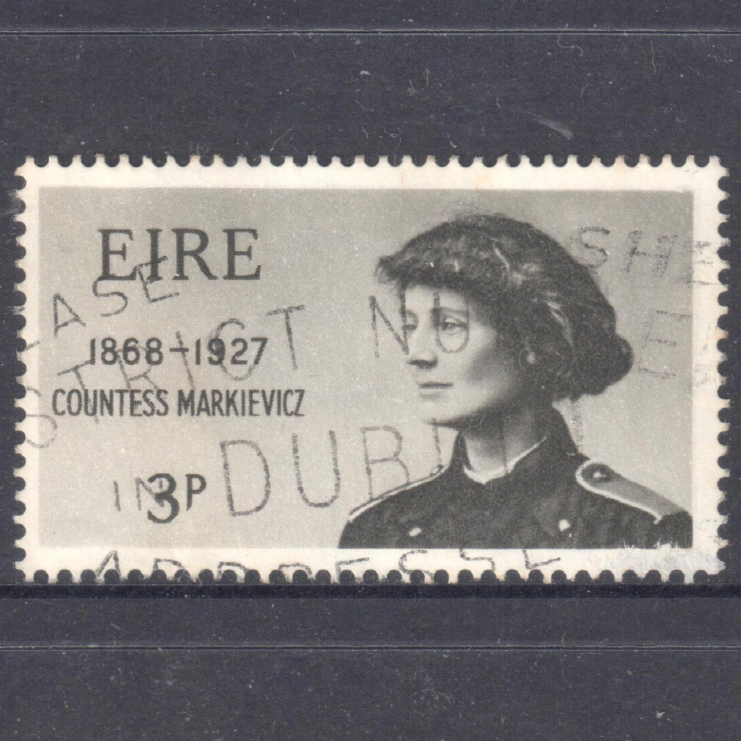 Ireland Eire 1968 3 Pingin Grey The 100th Anniversary of Countess Markievitz Stamp - Perfin:15