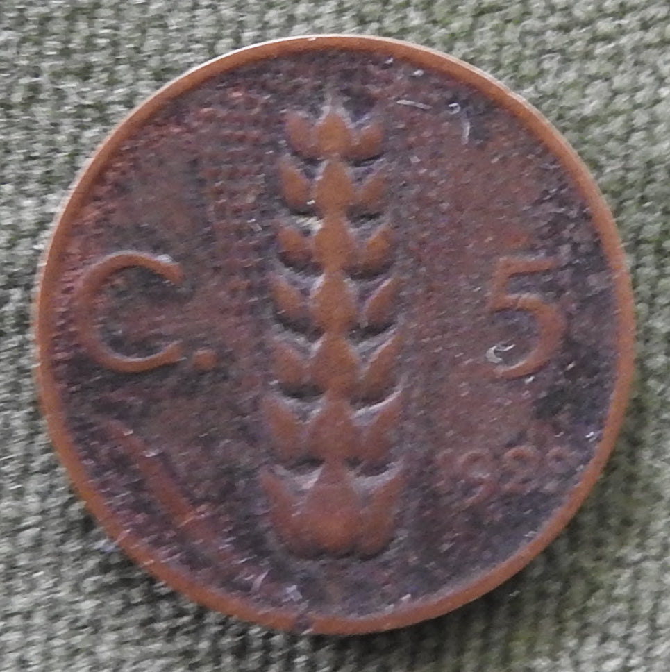 Italy 1929 5 Centesimi Coin - Vittorio Emanvelle III