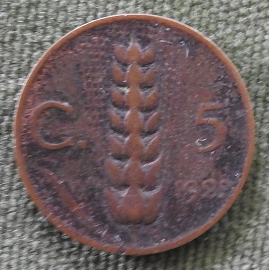 Italy 1929 5 Centesimi Coin - Vittorio Emanvelle III