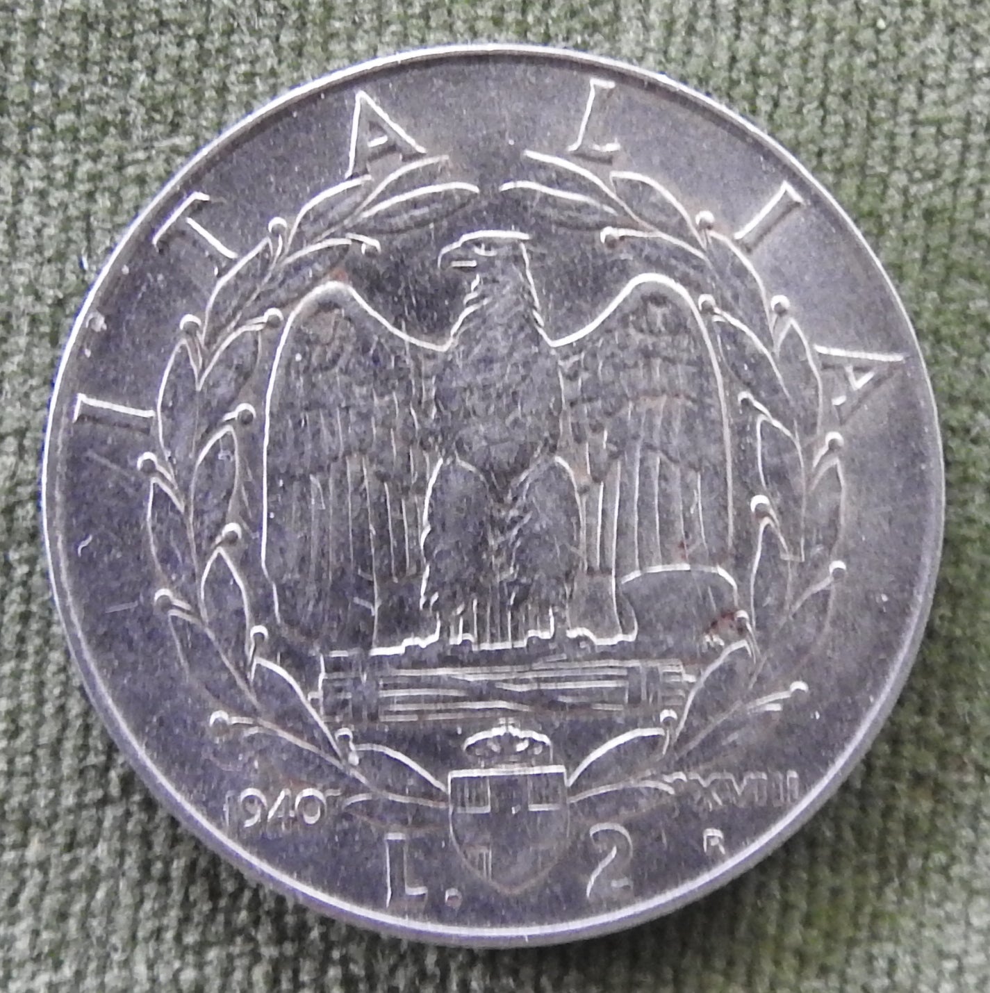 Italy 1940 2 Lire King Vittorio Emanuele III Coin - Magnetic
