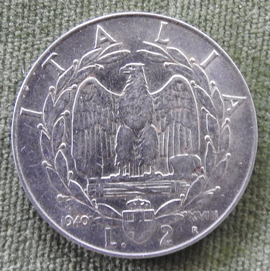 Italy 1940 2 Lire King Vittorio Emanuele III Coin - Magnetic