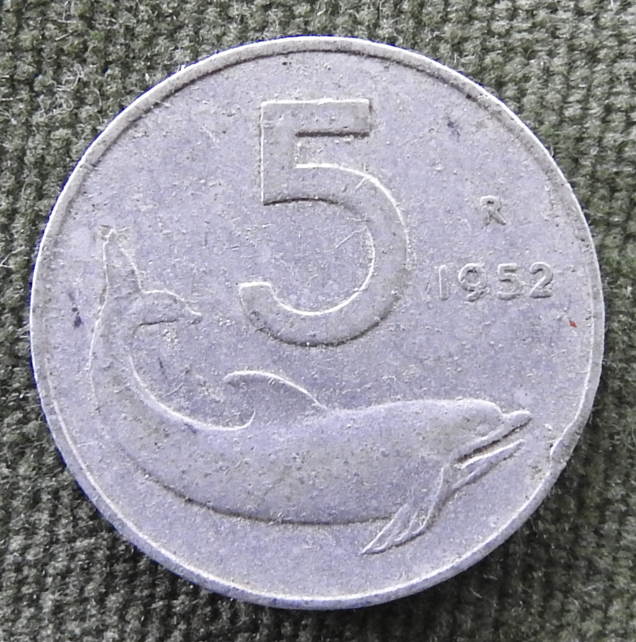 Italy 1952 5 Lire Rudder Coin