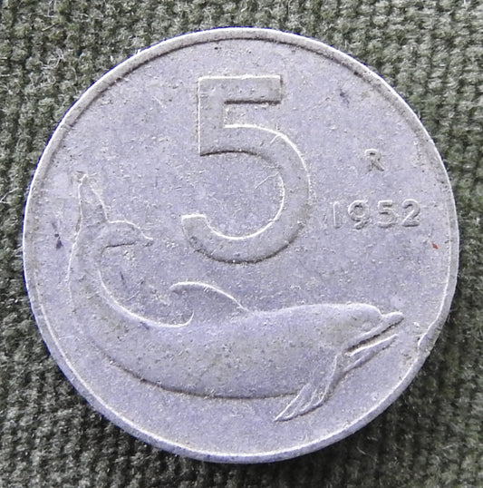 Italy 1952 5 Lire Rudder Coin