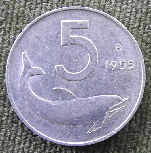 Italy 1955 5 Lire Rudder Coin