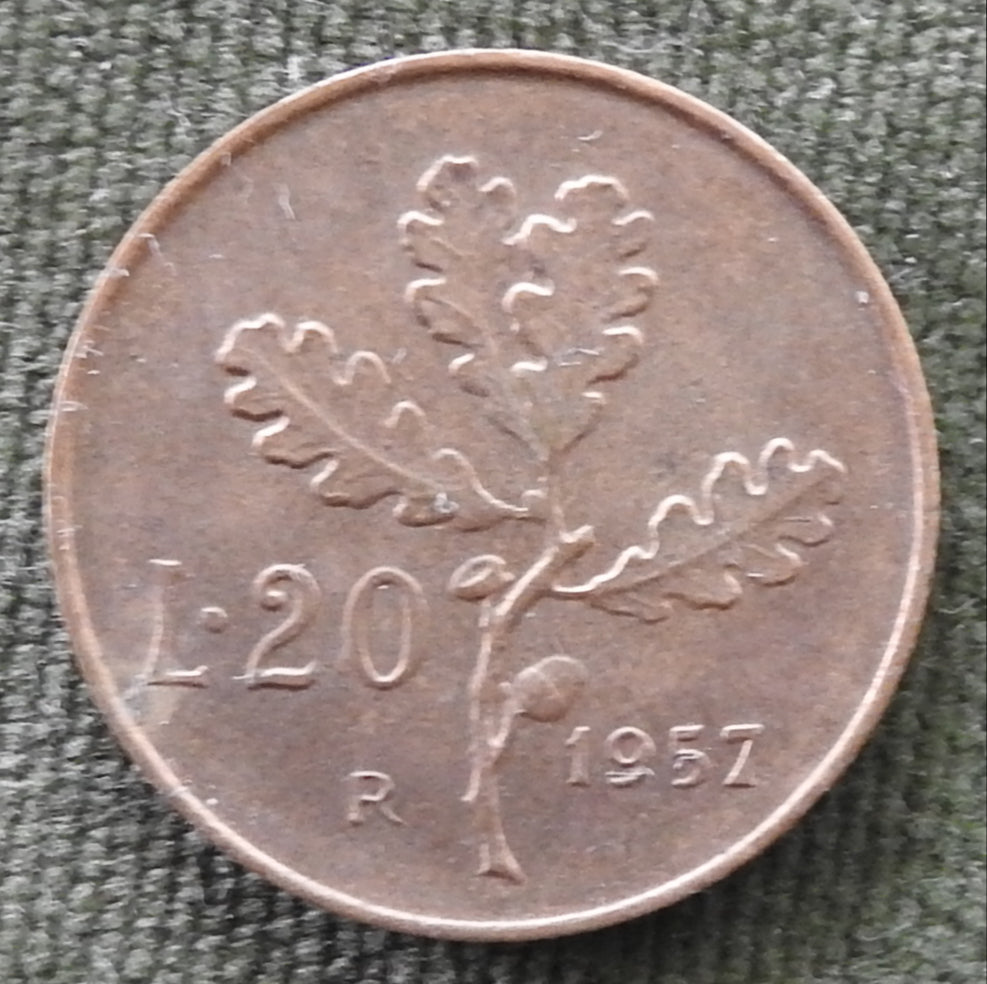 Italy 1957 20 Lira Coin - Circulated