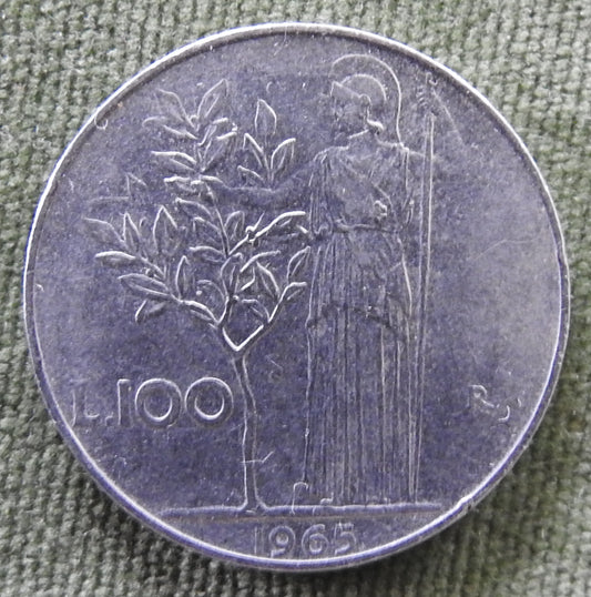 Italy 1965 100 Lire Goddess Minerva Facing Left Coin
