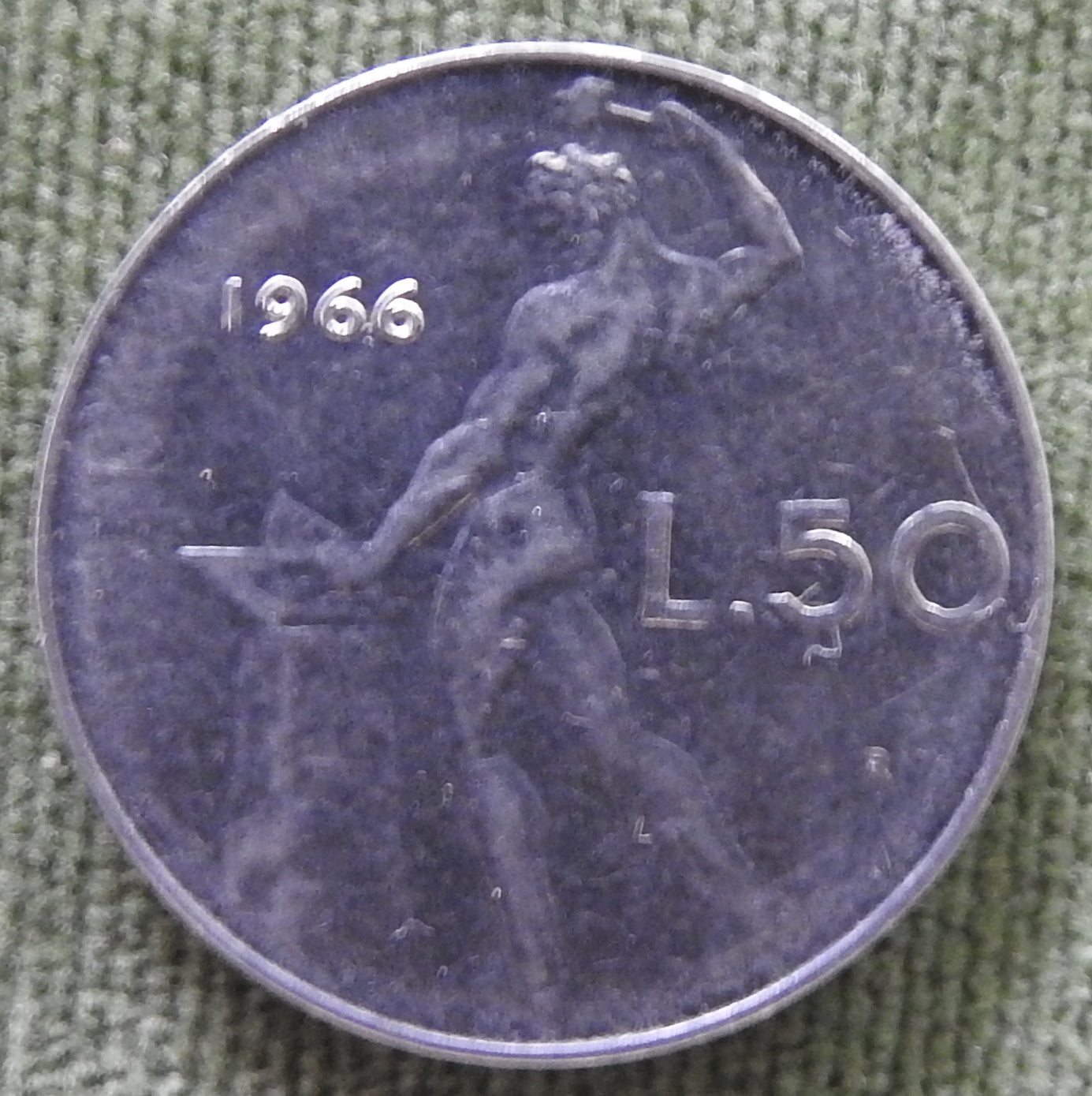 Italy 1966 50 Lira Coin The God Vulcan