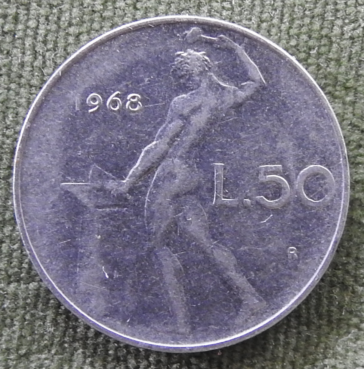 Italy 1968 50 Lire The God Vulcan Coin