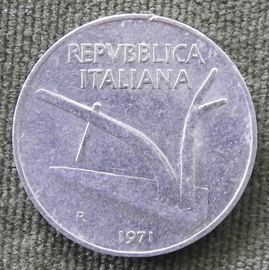 Italy 1971 10 Lire Plough Coin
