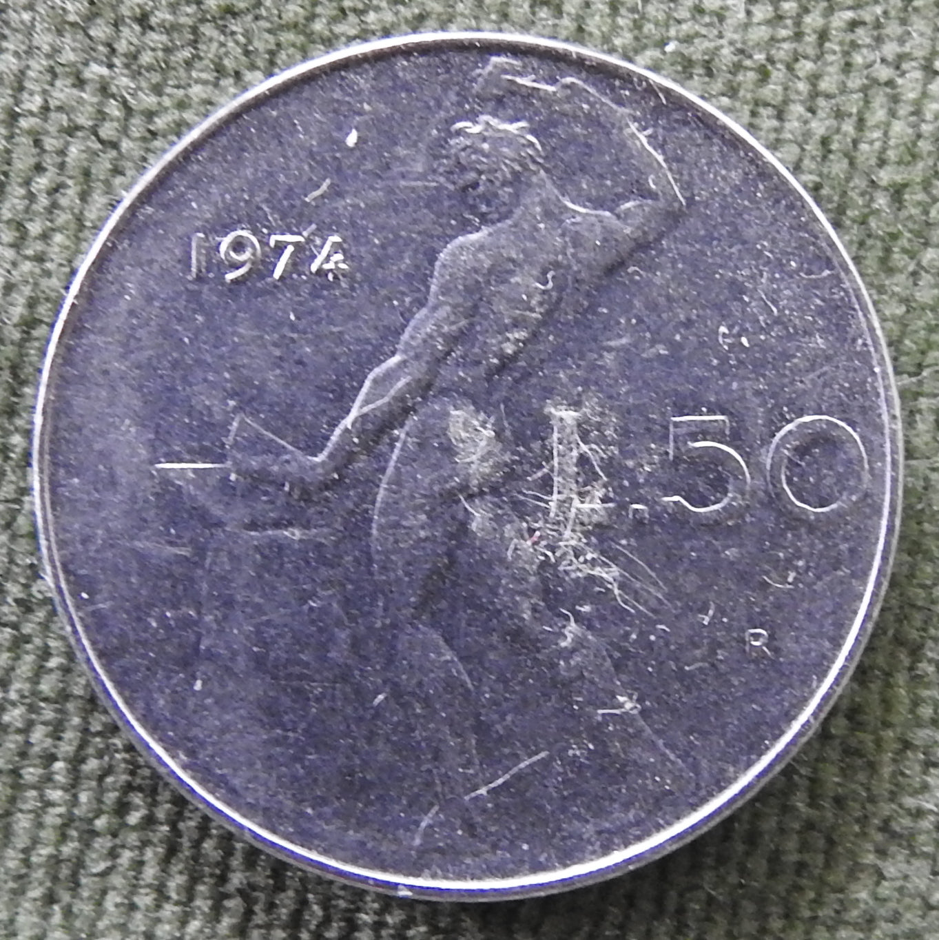 Italy 1974 50 Lire The God Vulcan Coin