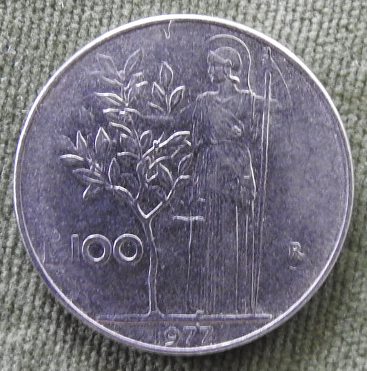 Italy 1977 100 Lire Goddess Minerva Facing Left Coin