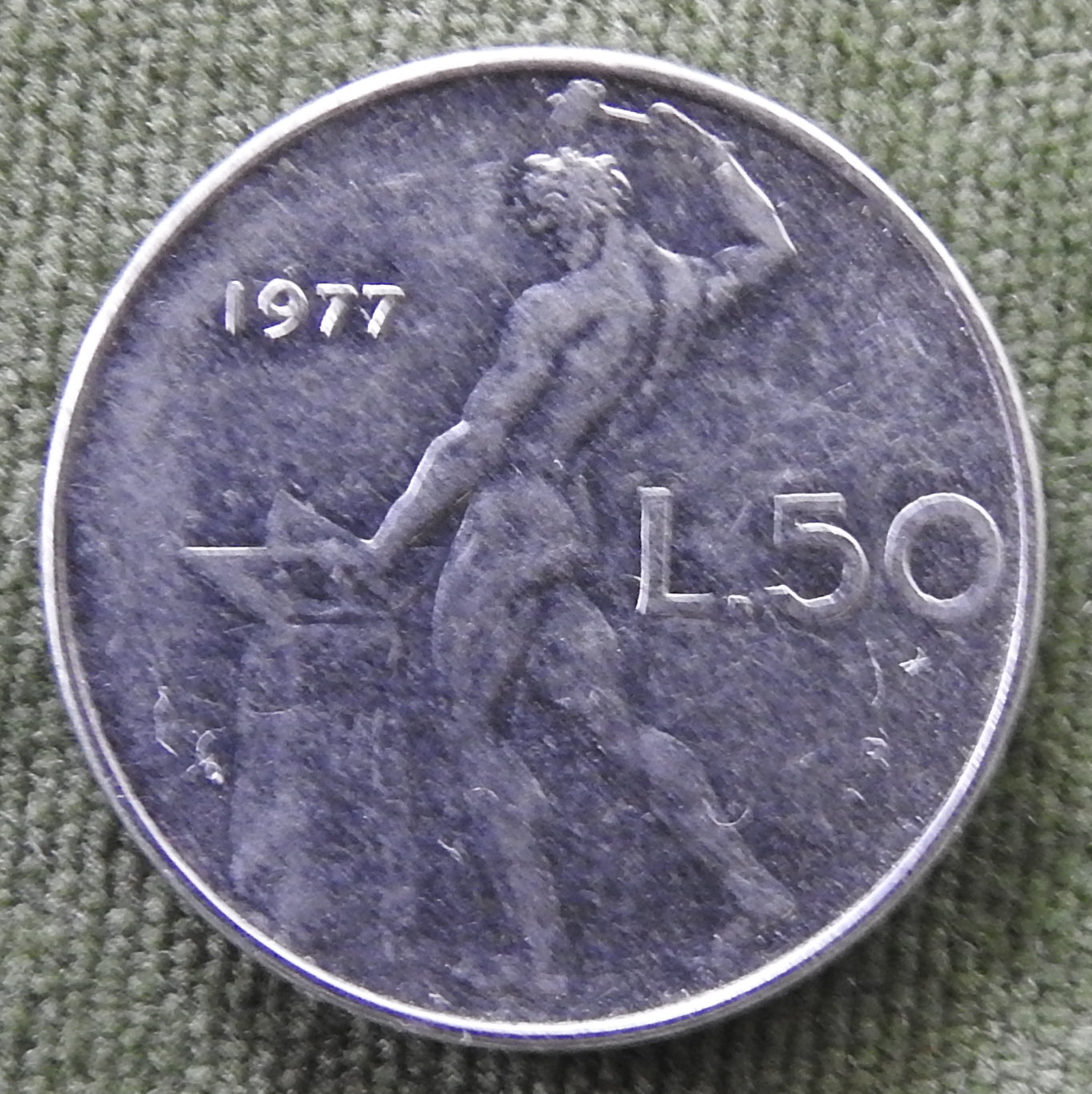 Italy 1977 50 Lire The God Vulcan Coin