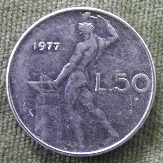 Italy 1977 50 Lire The God Vulcan Coin