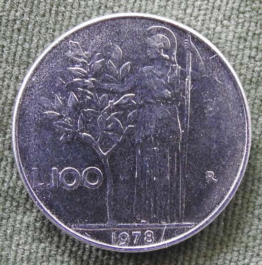 Italy 1978 100 Lire Goddess Minerva Facing Left Coin