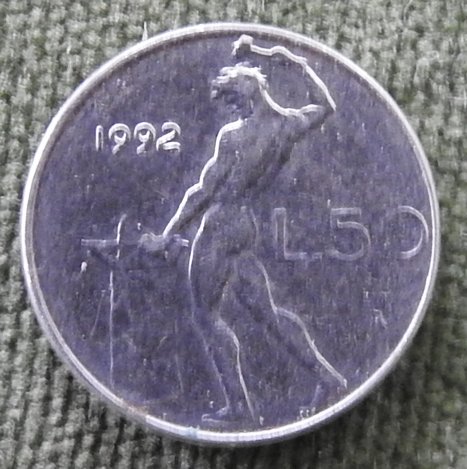 Italy 1992 50 Lire The God Vulcan Coin