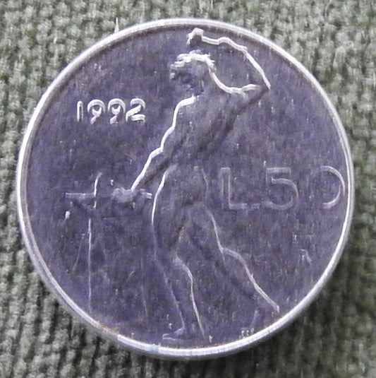 Italy 1992 50 Lire The God Vulcan Coin