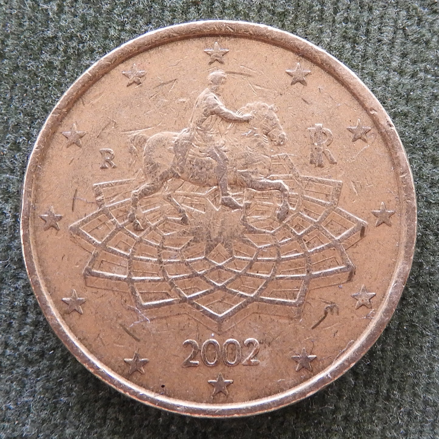 Italy 2002 50 Euro Cent Coin The Equestrian Statue of Marcus Aurelius