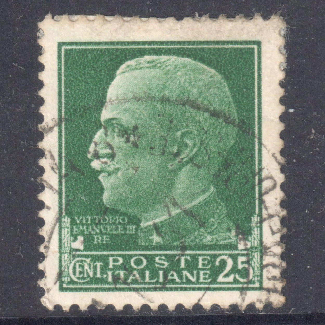 Italy Italia 1929 25 Centesimi Green Definitives Serie Imperiale King Stamp - Perfin:14