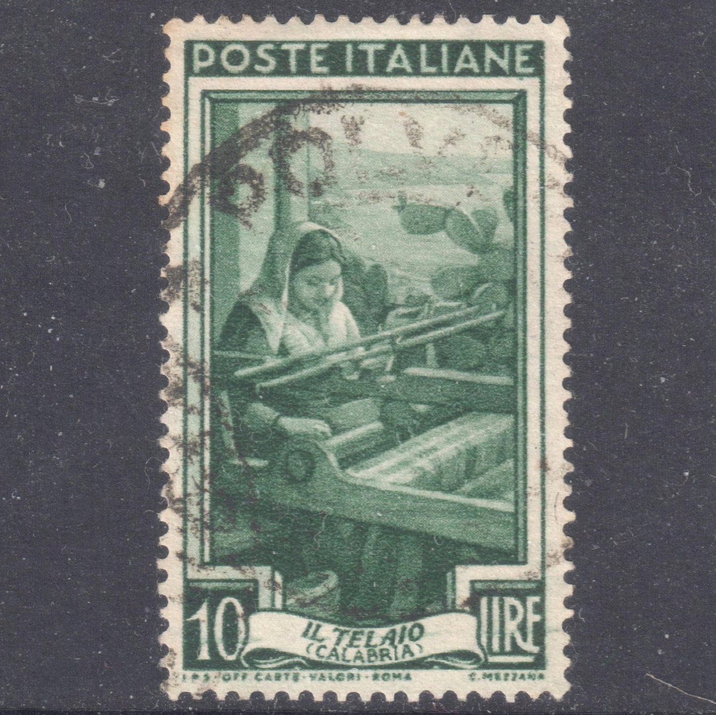 Italy Italia 1950 10 Lire Green Italy Working Stamp - Perfin:14