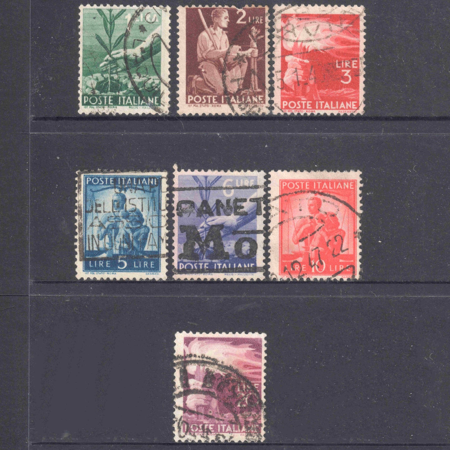 Italy Italia 1945 Democracy Stamp Group of 7 - Perfin:14