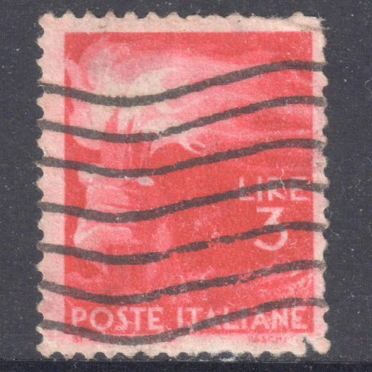 Italy Italia 1945 3 Lire Red Democracy Stamp - Perfin:14