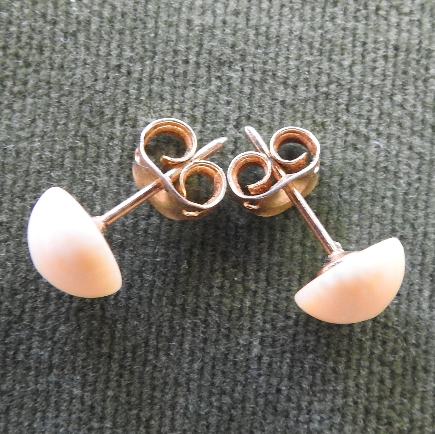 Ivory Dome Top Earrings (Cabochon) With Gold Studs & Keepers