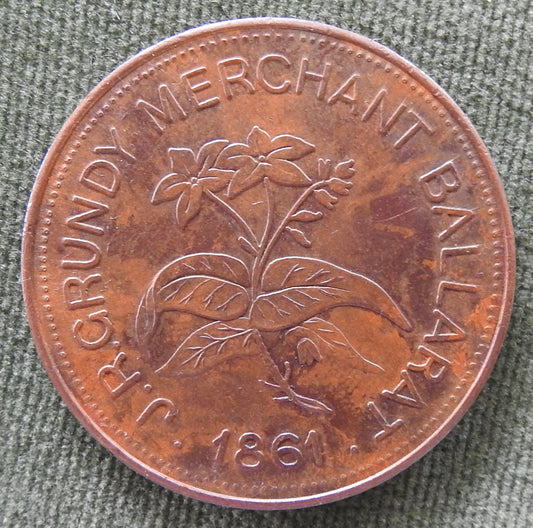 J.R.Grundy 1861 Merchant Ballarat Token Sovereign Hill