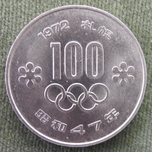 Japanese 1972 100 Yen Showa Period Sapporo Olympics Coin 47/1972