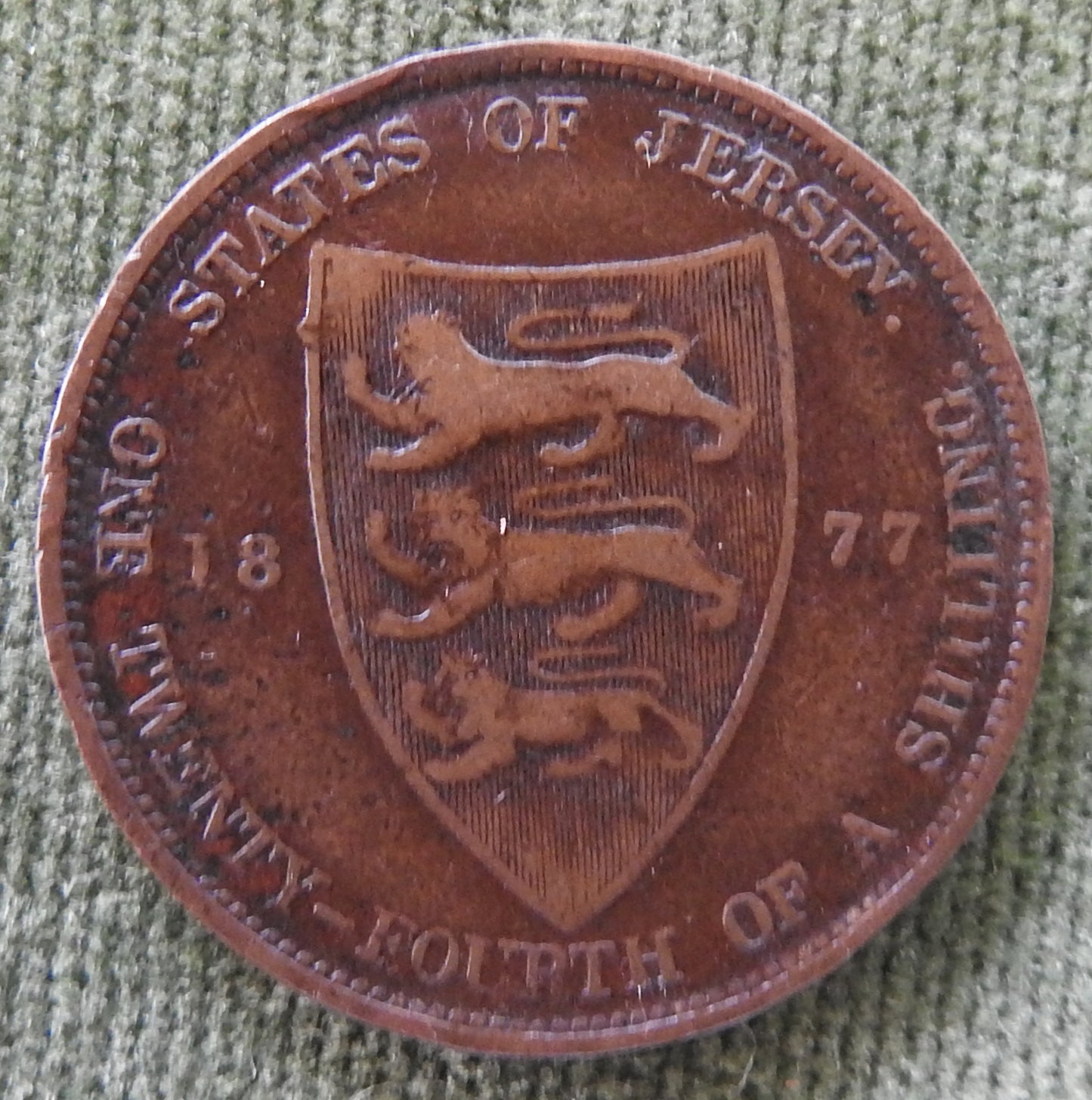 States Of Jersey 1877 1/24 One Twenty Fourth Of A Shilling Coin - Circulated