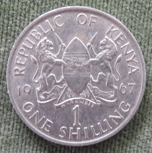 Republic Of Kenya 1967 One Shilling President Mzee Jomo Kenyatta Coin