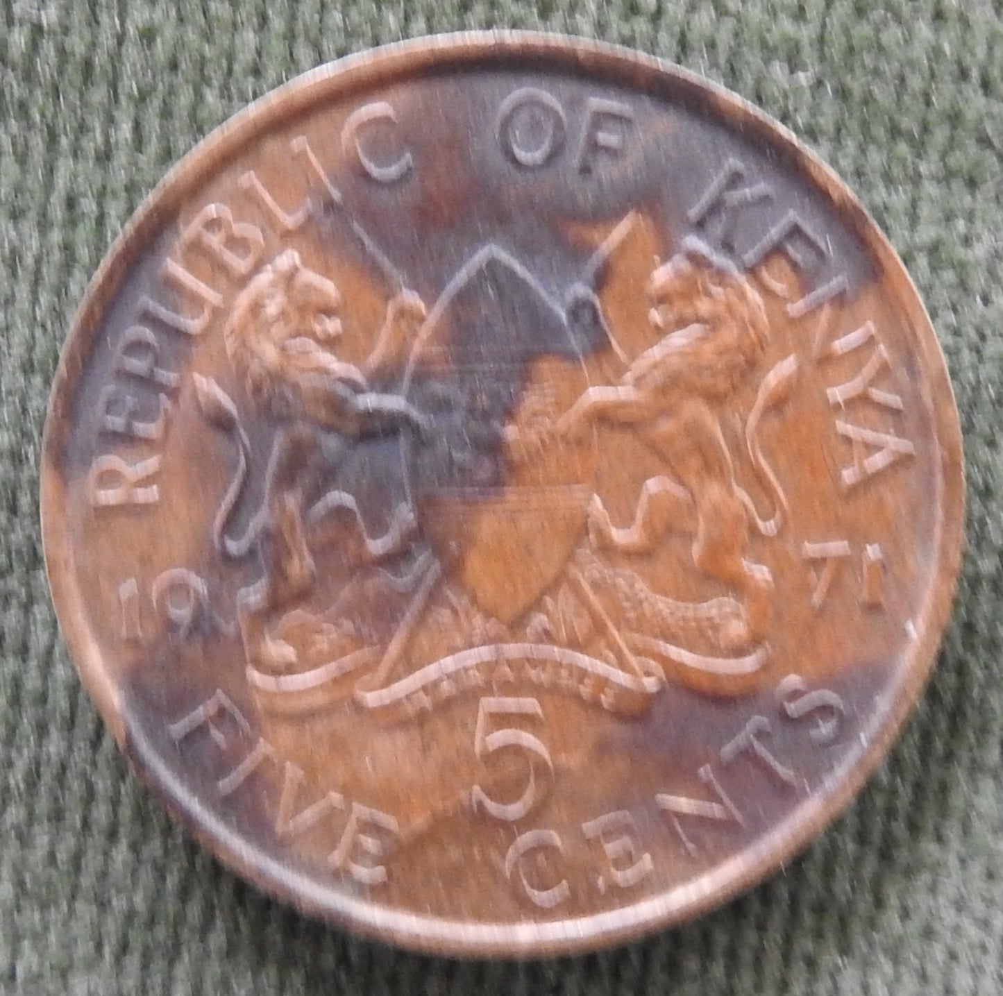Republic Of Kenya 1971 5 Cent Coin