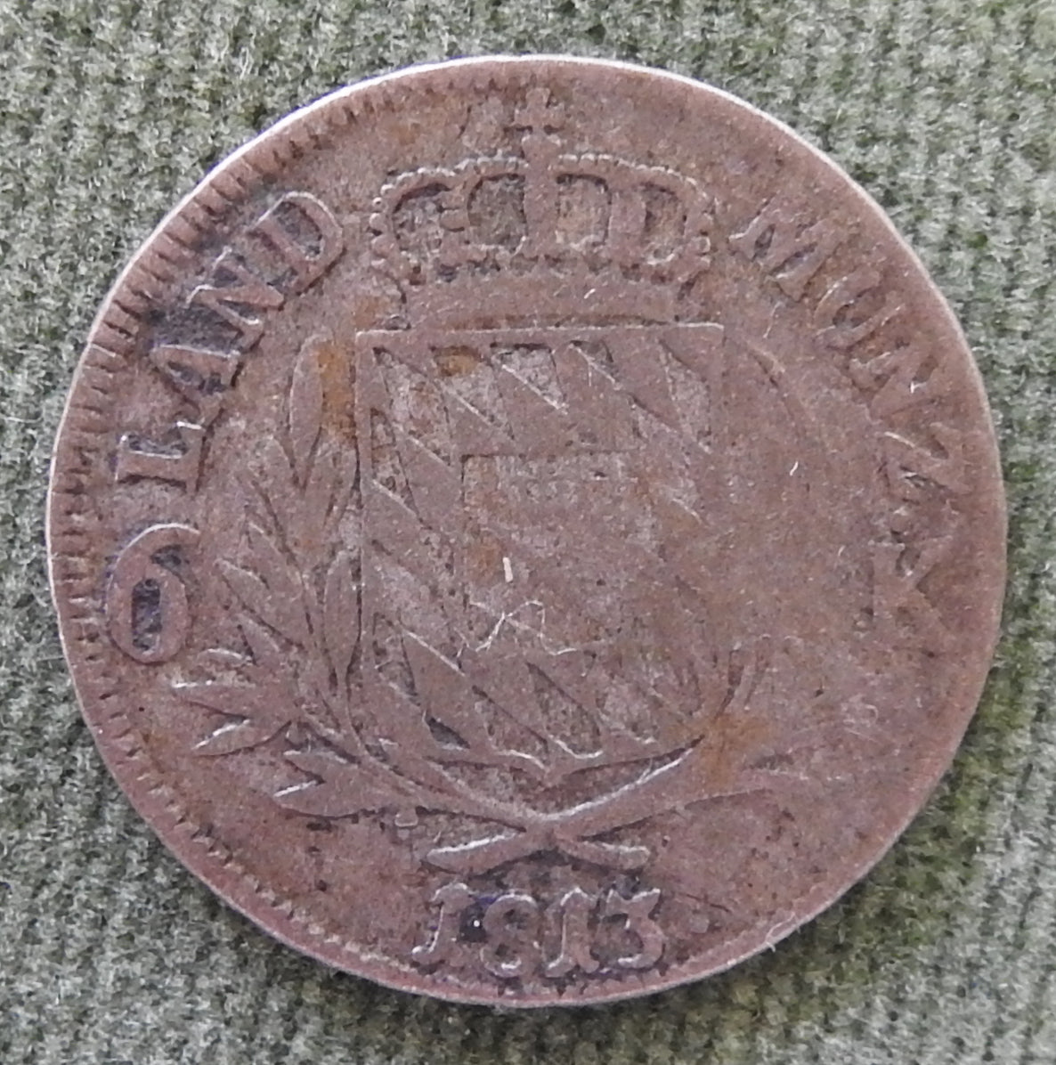Kingdom of Bavaria 1813 6 Kreuzer Coin King Maximilian I Joseph