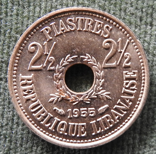 Lebanese 1955 2 1/2 Piastres Coin
