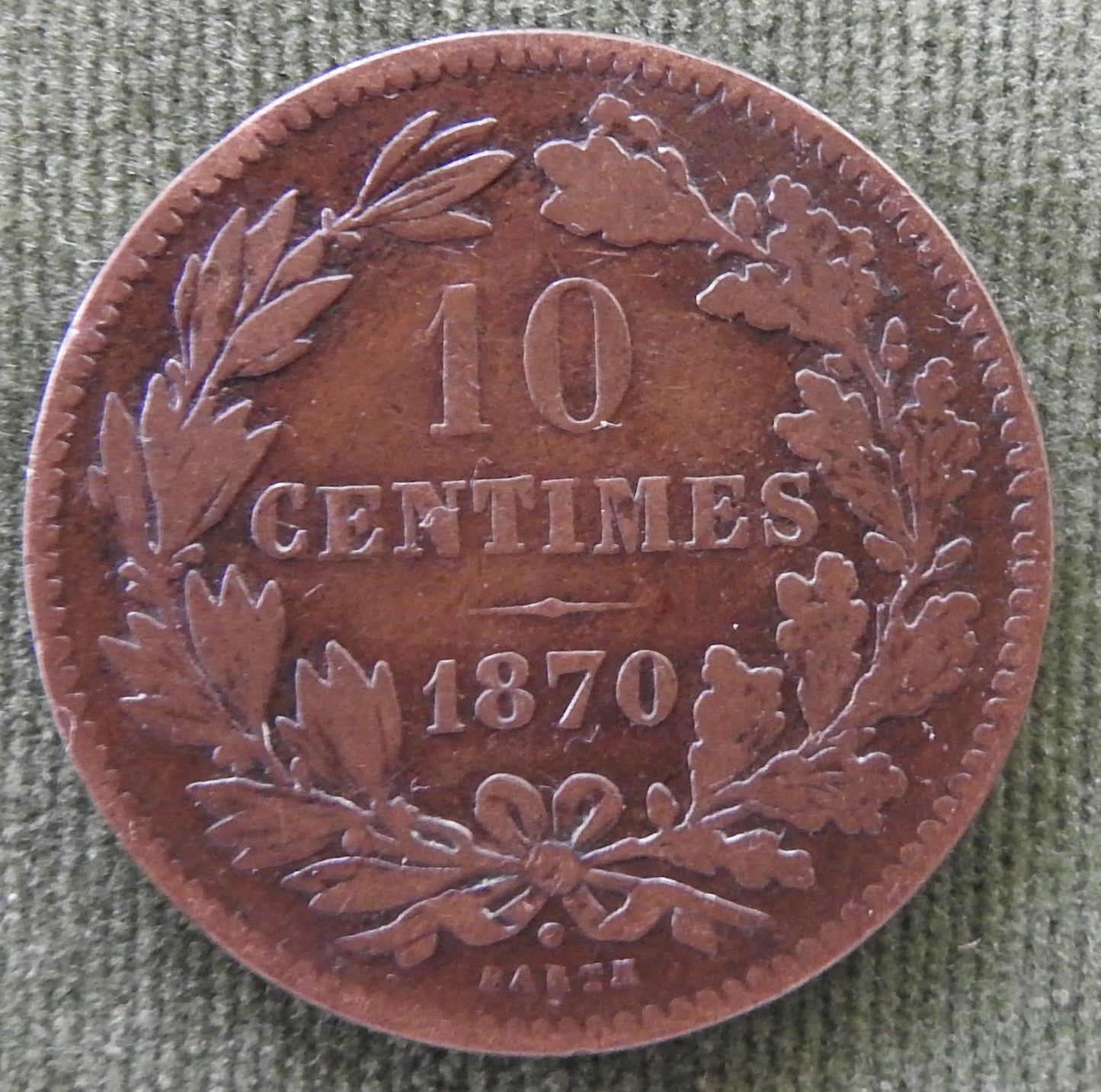 Luxembourg 1870 10 Centimes Coin William III
