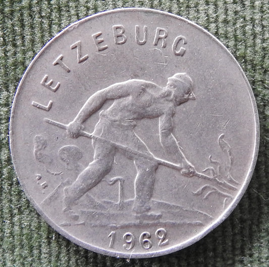 Luxembourg 1962 1 Franc Coin A Puddler At Work