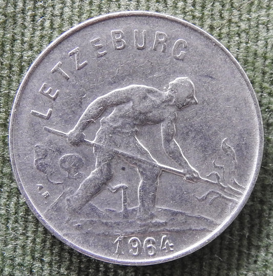 Luxembourg 1964 1 Franc Coin A Puddler At Work