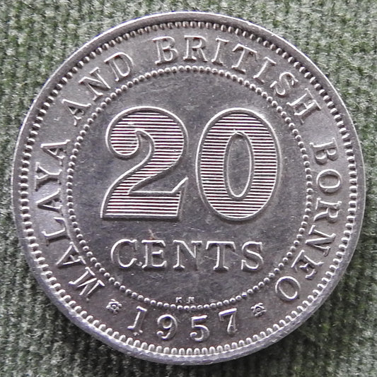 Malaya & British Borneo 1957 20 Cent Queen Elizabeth II Coin
