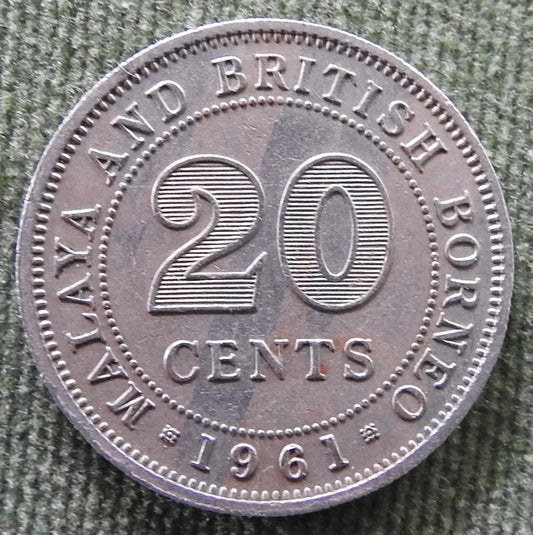 Malaya & British Borneo 1961 20 Cent Queen Elizabeth II Coin