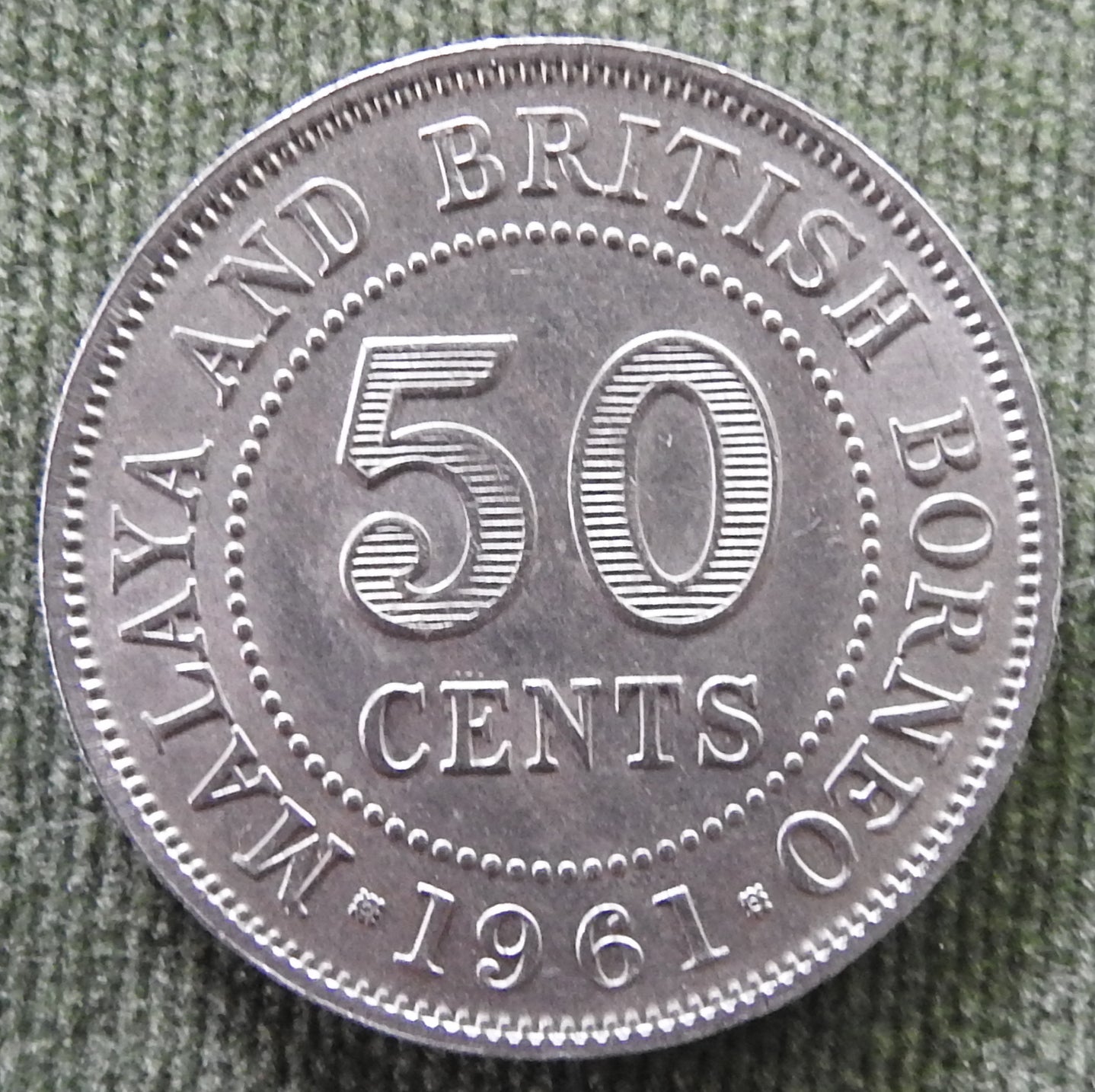 Malaya & British Borneo 1961 50 Cent Queen Elizabeth II Coin